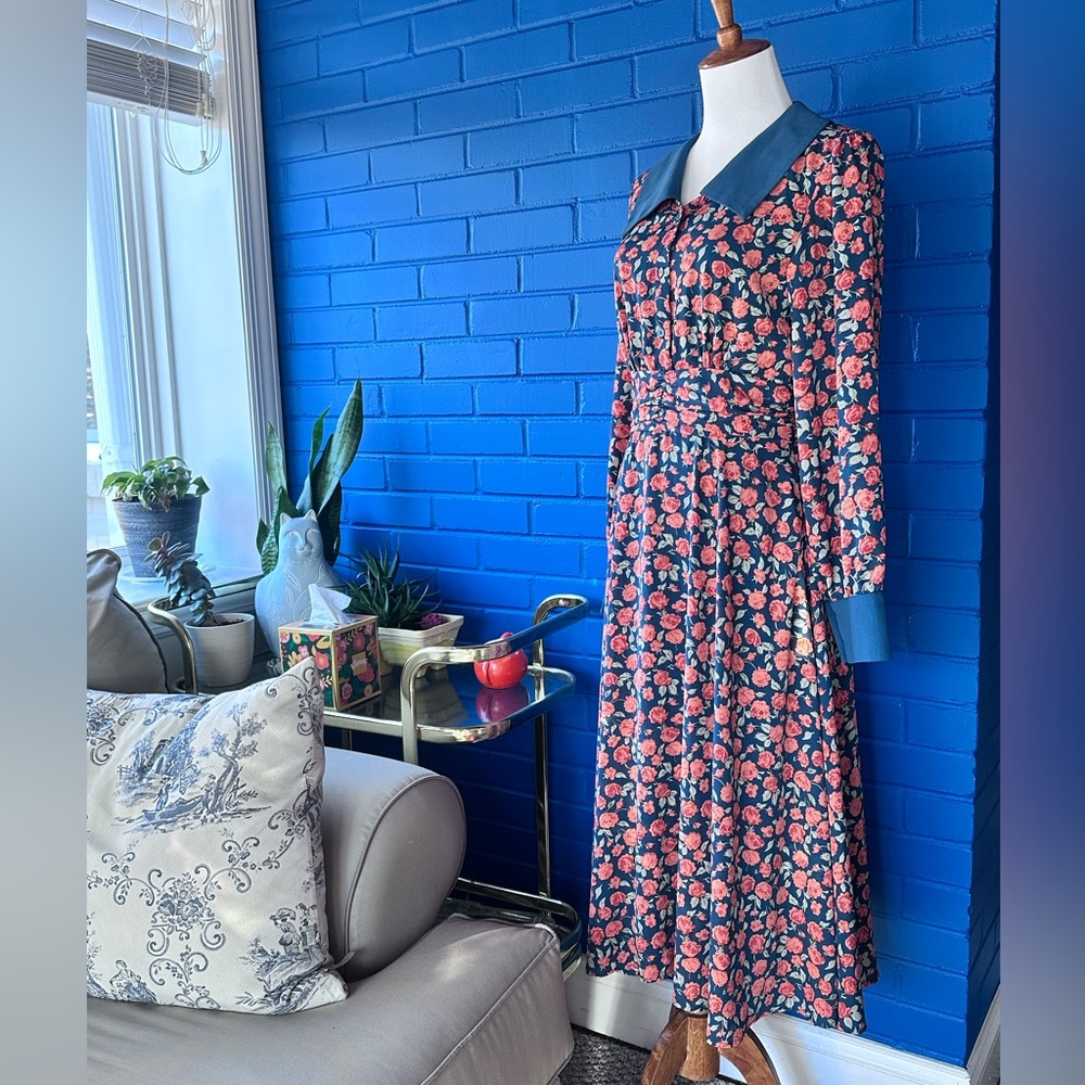 ASM Anna orange blue midi floral dress